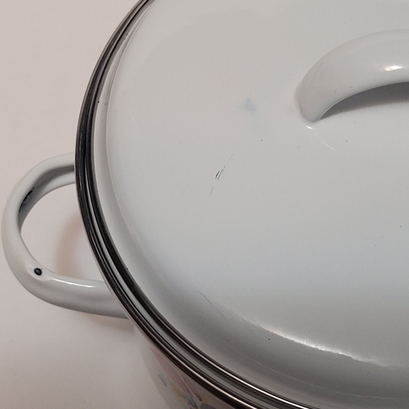 Vintage NEW enamel floral mini stock pots with lids - Picture 11 of 12